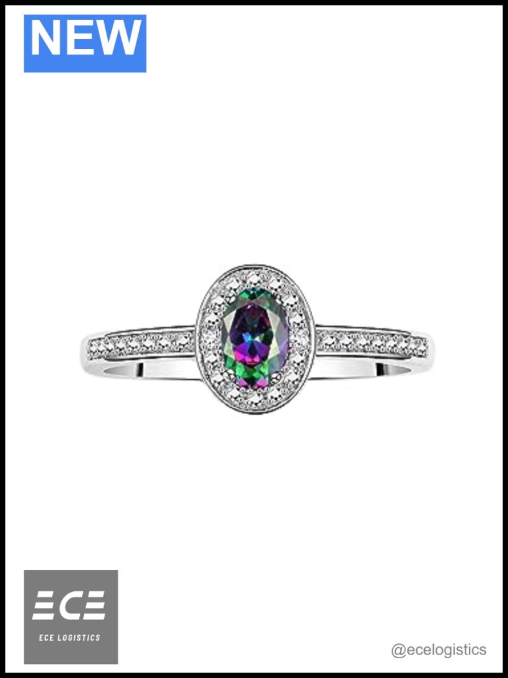 Rylos Halo Ring Diamond Birthstone Oval Gemstone Sterling Silver Women's